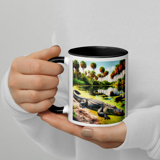 ALLIGATOR Florida Mug - Florida Alligator Mug Palm Trees